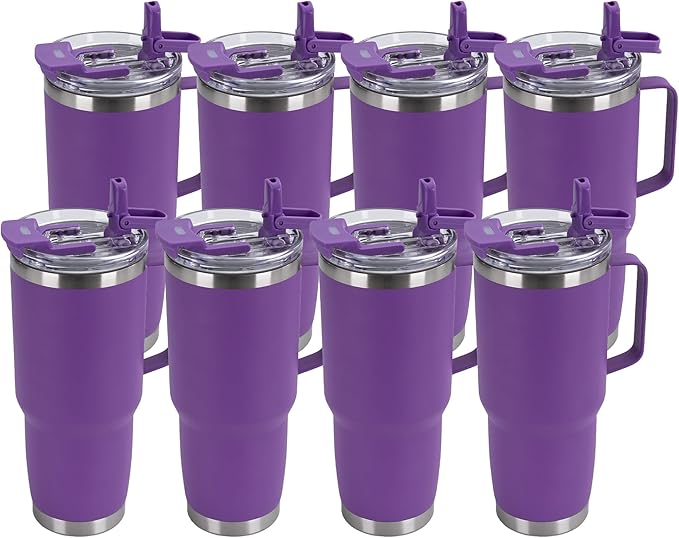 HASLE OUTFITTERS 30oz Tumbler Bulk with Handle, Insulated Travel Coffee Mug Set with Handle Leak-Proof Double Wall Stainless Steel Vacuum Tumblers Pack Metal Cup for Hot and Cold Drink