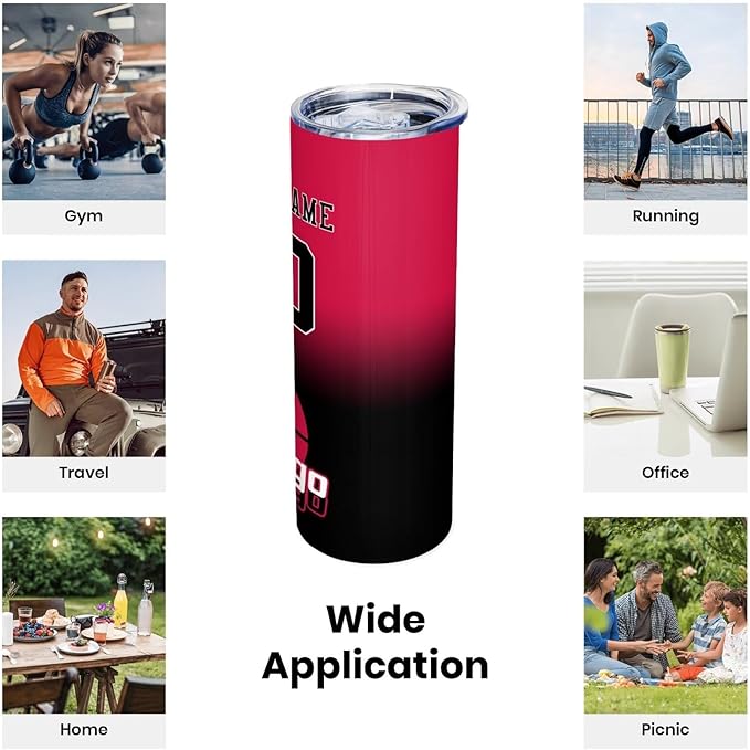 Custom Tumblers Stainless Steel Cup Personalized Basketball Insulation Travel Mug Add Your Name Number 20 oz Fans Gift for Men Women