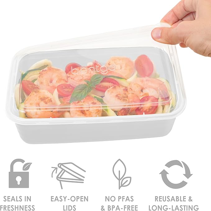 Bentgo 20-Piece Lightweight, Durable, Reusable BPA-Free 1-Compartment Containers - Microwave, Freezer, Dishwasher Safe - White