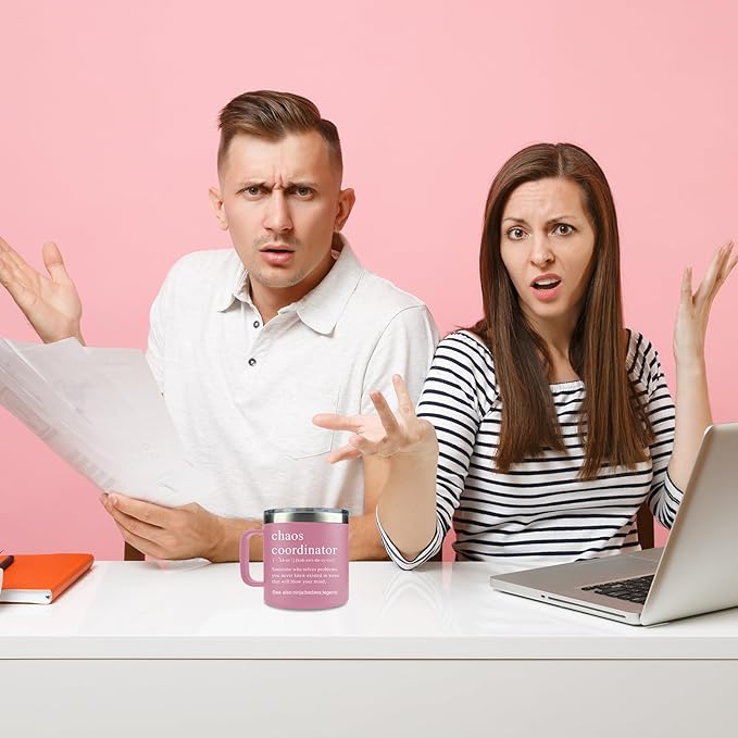 Chaos Coordinator Tumbler Cup, Christmas Gifts for Women,Unique Gift Idea for Employee,Nurse,Boss Lady,Teacher,Office,Gifts for Mom,Coworker,Birthday Gift,Thank You for Women,14 oz Pink Mug