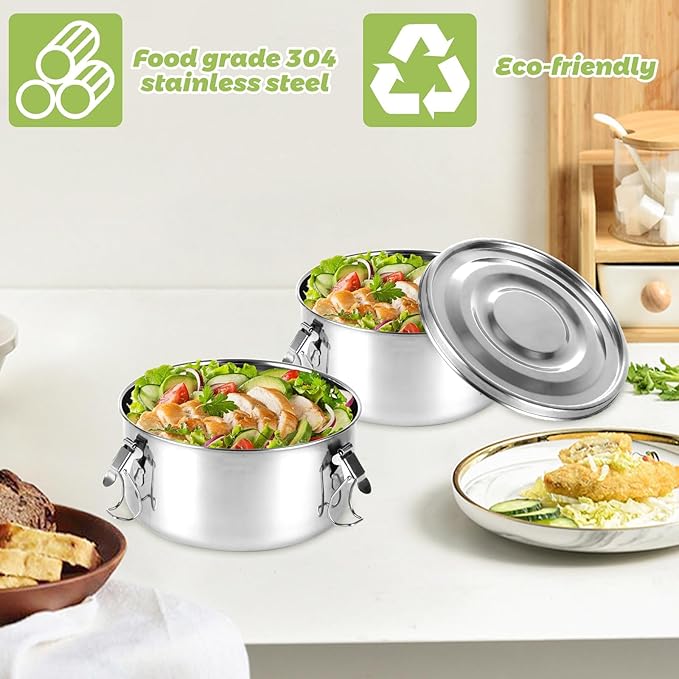 4 PCS 304 Stainless Steel Lunch Boxes, 36 Oz Food Storage Containers With Lids, Portable Metal Lunch Containers for Travel, Work, and Home-Leftover Storage