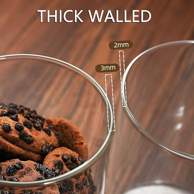 umieo Large Glass Flour and Sugar Containers 50oz Set of 2, Glass Jar with Airtight Lids, Clear Storage Containers with Bamboo Lids for Rice, Oat, Nuts, Candy, Cereal, Coffee, Beans