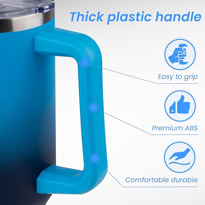 DOMICARE 40 oz Tumbler with Handle and Straw, Stainless Steel Tumbler with Lid and Straw, Reusable Vacuum Insulated Cup, Travel Coffee Mug, Blue Gradient, 4Pack