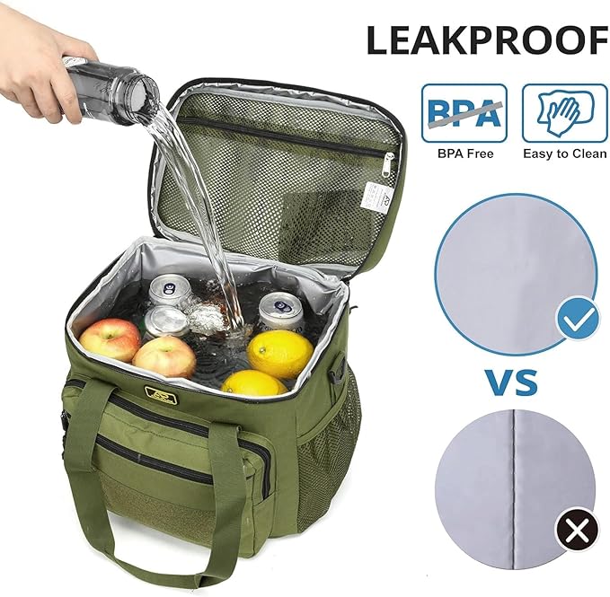 ATRIPACK Lunch Box for Men, Tactical Lunch Bag MOLLE Webbing Leakproof Insulated Large Lunch Cooler Women Adult Meal with Adjustable Shoulder Strap Durable Lunch Pail (Green)