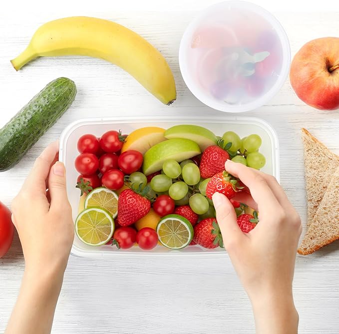 Sawysine 100 Pcs Plastic Meal Prep Containers Food Storage Containers Reusable Lunch Bowls with Lid Stackable Disposable Lunch Boxes 1 Compartment Bento Box (Black and White,25oz)