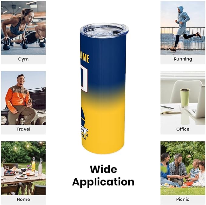 Custom Tumblers Stainless Steel Cup Personalized Basketball Insulation Travel Mug Add Your Name Number 20 oz Fans Gift for Men Women