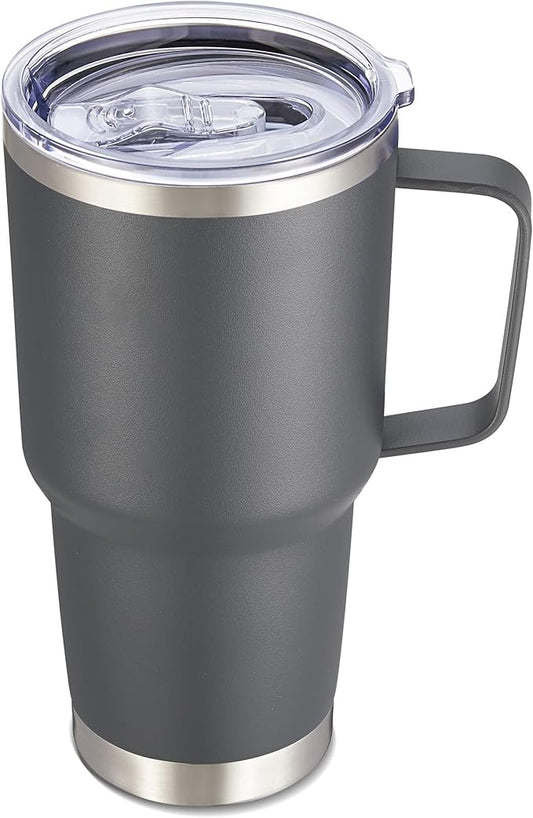 30 oz Tumbler with Handle and Lid, Stainless Steel Tumblers Double Wall Vacuum Insulated Travel Mug Leak Proof Cup Keep Drinks Cold and Hot Grey, 1 Pack