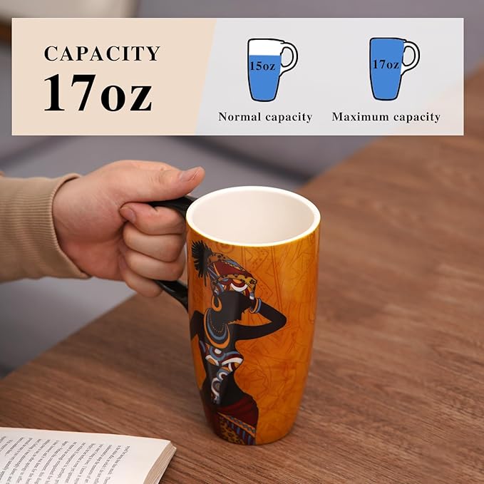 Topadorn Ceramic Mug Coffee Cup with Spill-Proof Lid Latte Mug for Home and Office with Gift Box,Girl