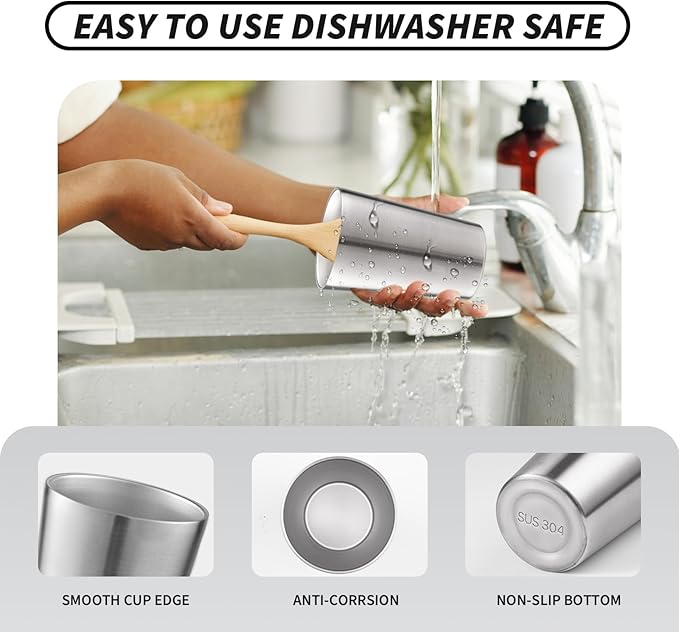 6 Pack 12 oz Stainless Steel Insulated Cup, Double Wall Vacuum Small Metal Cup, Reusable Camping Cups Unbreakable Indoor Outdoor for Party, Home, Office, BBQ, Silver