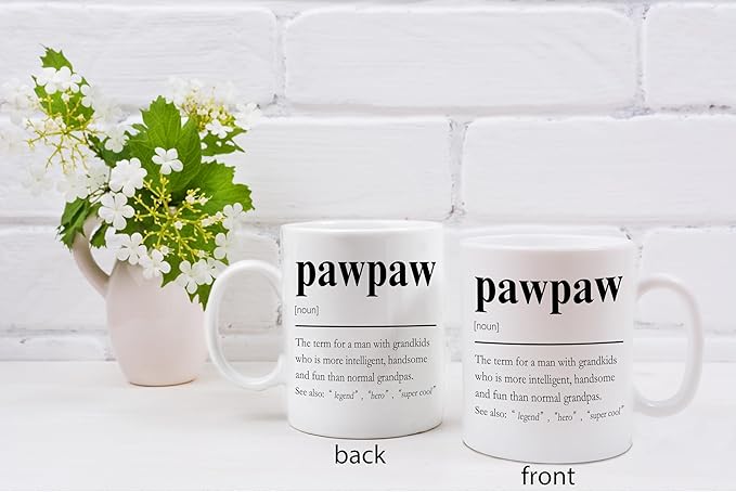 QASHWEY Pawpaw Mug, GrandpaPawpaw Gifts from Grandkids Coffee Mug, Grandpa Paw Paw Gifts Mugs, Fathers Day Christmas Mugs Tea Cup Gift for PawpawGrandpa, Pawpaw Definition Coffee Cups Ceramic 11oz