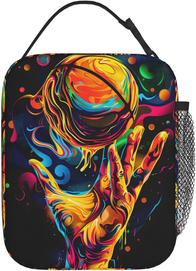 Basketball Lunch Box for Women Men, Insulated Lunch Box, Reusable Lunch Bag for Office, Work, Picnic, Travel