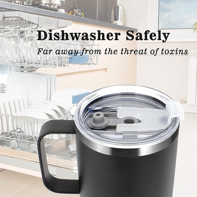 Sursip Kids 24 oz Insulated Cup with Handle, Toddler Double Wall Vacuum Stainless Steel Tumbler with Straw and 2 Lids, For Cold/Hot Drinks, School Mug for Toddler Girls and Boys (PurpleBlue-1 Pack)