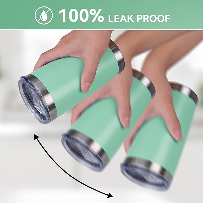 20 oz Tumbler Stainless Steel Tumblers Bulk with Lid Double Wall Insulated Coffee Tumbler Cups for Hot & Cold Drinks Powder Coated Travel Coffee Tumbler Mug Metal (Jade, 12 pack)