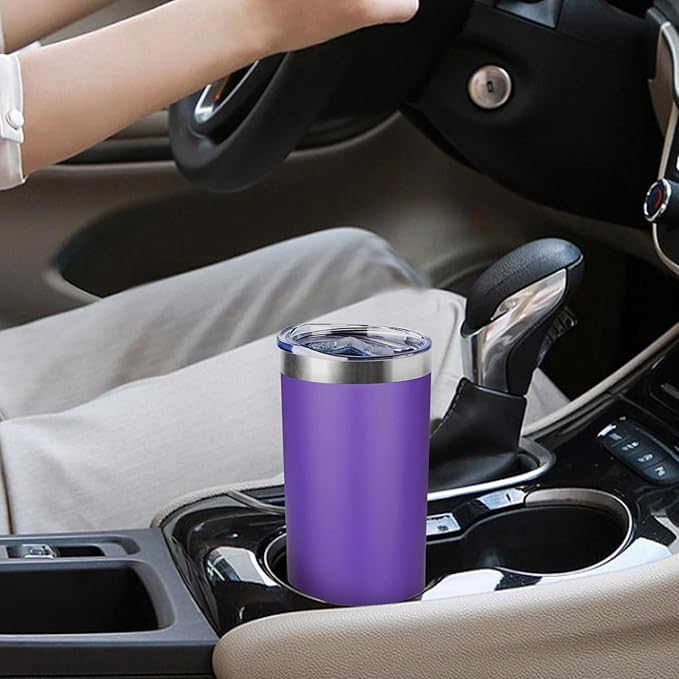 20 oz Skinny Tumbler with Lid and Straw,Stainless Steel Vacuum Insulated Tumbler Cup Double Wall Leak-proof Coffee Mug,Travel Thermal Water Tumbler for Home,Office,Outdoor (Purple,1)