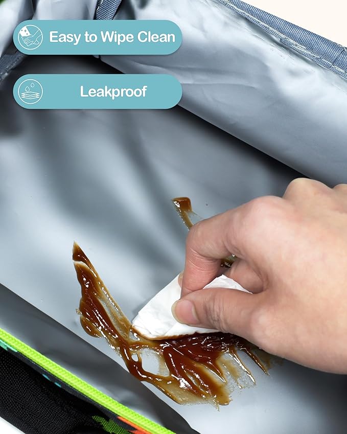 Bagseri 2 Packs Kids Lunch Bag for Girls and Boys - Insulated Kids Lunch Box for Daycare and School Reusable Meal Tote Bag with Water Bottle Holder, Black Dinosaur and Pink Unicorn