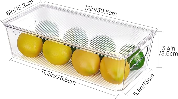 Vtopmart 8pcs Clear Organizers and Storage Bins with Lids, Stackable Plastic Storage Containers with Handles for Fridge, Freezer, Pantry, Cabinet, Kitchen Organization