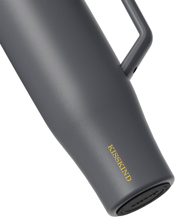 KISSKIND 40 oz Tumbler with Handle and Straw | Lumi Spin Hidden Straw 100% Leakproof Insulated Tumbler | Stainless Steel Water Bottle for Mom, Nurse, Teacher | Gray