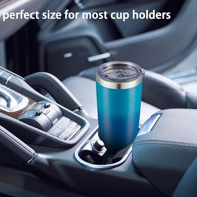 COMOOO 20oz Tumbler with Straw Stainless Steel Insulated Coffee Tumbler Cups Double Wall Vacuum Travel Coffee Mug with Splash Proof Sliding Lid for Hot Cold Drinks (Dark Night, 6 Pack)