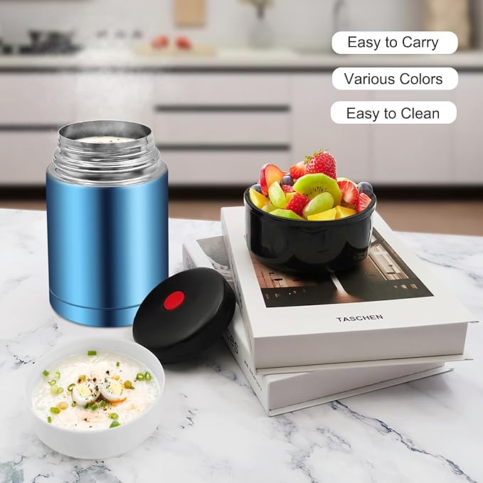 28oz Soup Thermos, Stainless Steel Thermos for Hot Food, Wide Mouth Food Thermos Jar, Insulated Lunch Container Leak Proof Vacuum Thermal Flask (blue)