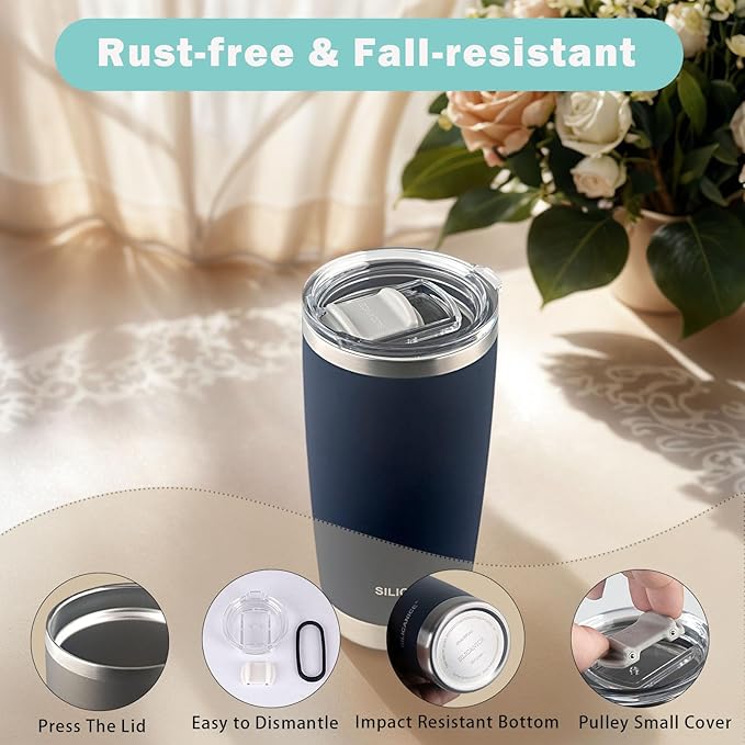 Black Velvet Touch 20oz Tea Tumbler with Lid - Spill Proof,Dishwasher Safe,Durable Thermal Insulated Cup for Hot & Iced Coffee,Portable Coffee Mug,Wine,Cola,Drinkware Small Bottle