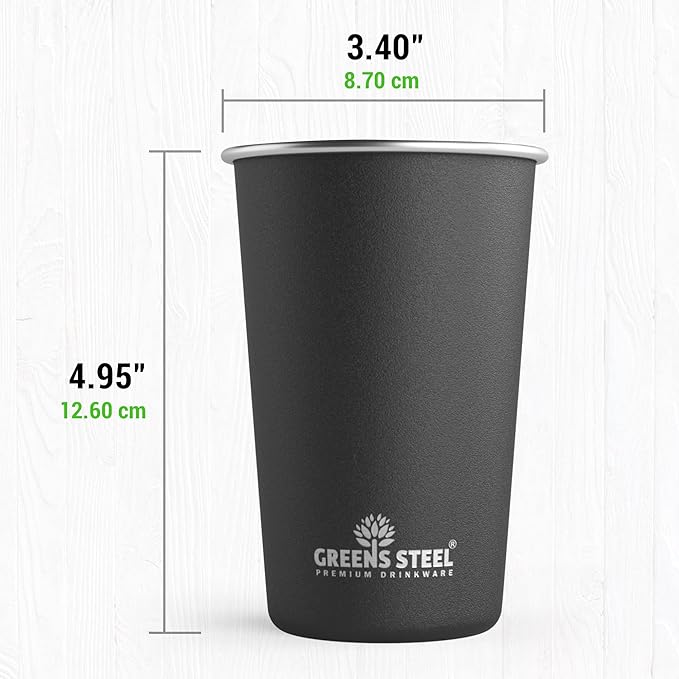 Stainless Steel Cups - 16 oz Pint Tumbler (4 Pack) - Premium Metal Drinking Glasses | Stackable Durable Cup (16 oz Black)