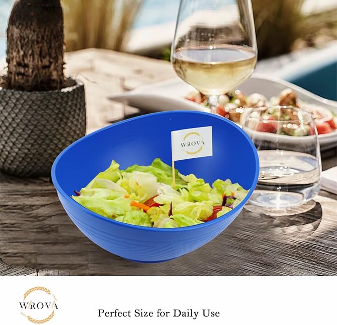 Wrova Large Wheat Straw Bowls,Big Salad Bowls set of 2,Unbreakable Serving Bowls Microwave & Dishwasher Safe, Alternative for Plastic Bowl Sets for Kitchen.Blue