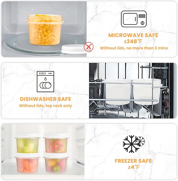 TUZAZO 12 Oz Food Storage Containers with Screw Lids, 12-Count Reusable Small Plastic Soup Containers for Portion and Meal Prep | Microwave-, Freezer-, Dishwasher-Safe | BPA Free