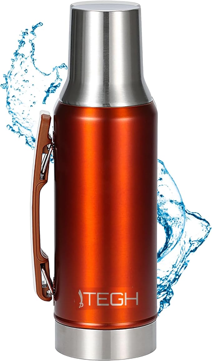 TEGH 40 oz insulated water bottle vacuum insulated wide mouth water bottle leakproof travel bottle BPA-free stainless steel water bottle hot and cold beverage bottle
