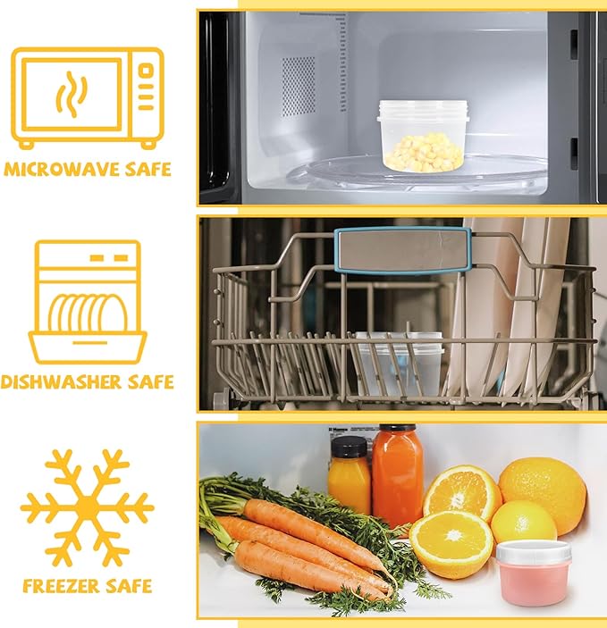 10 Pack 4oz Reusable Small Plastic Containers with Screw Lids, Small Food Storage Freezer Containers, Stackable Food Storage Jars, Sauce Condiment Jars Lunch Box Accessories