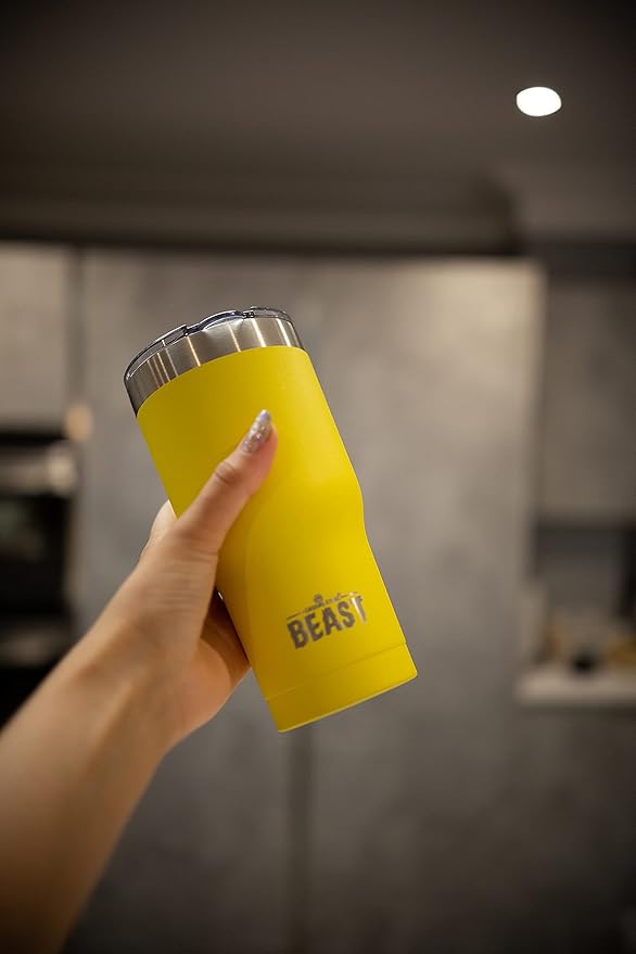 Beast 20 oz Tumbler Stainless Steel Vacuum Insulated Coffee Ice Cup Double Wall Travel Flask (Lemon)