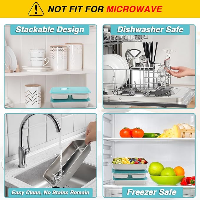 shopwithgreen Stainless Steel Reusable Snack Containers with Lids, Grab and Go Snackle Box Containers, Small Sauce Condiment Containers for Travel, School, Camping, Dishwasher Safe, 4 Pack, 17.6oz