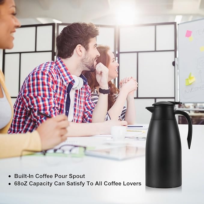 70 Oz Updated Insulated Stainless Steel Carafe, Double Walled Vacuum Coffee Carafe-Keeping Hot Coffee & Water Hot for 12Hours(Red)