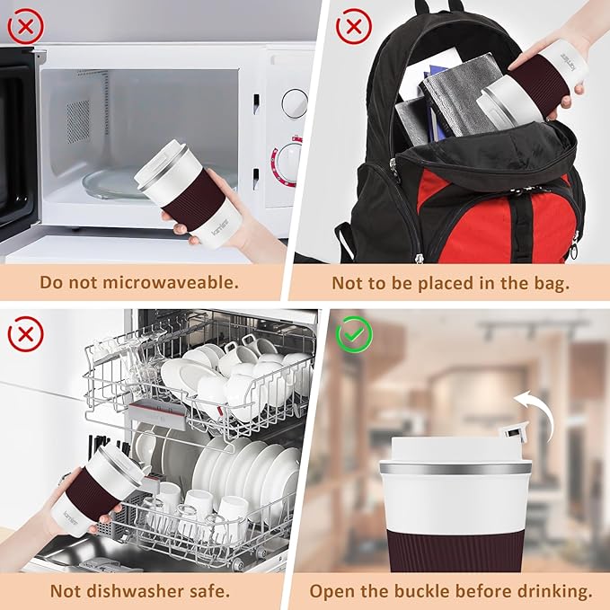 KETIEE Travel Coffee Mug 12oz: Reusable Insulated Coffee Cup with Leakproof Lid, Travel Tumbler, Vacuum Stainless Steel Coffee Mug to Go for Hot/Ice Coffee Tea (White)