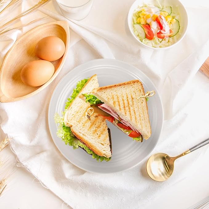 OAMCEG Wheat Straw Plates 12 Pack 9 Inch Unbreakable Plastic Plates Reusable, Dishwasher & Microwave Safe Wheat Straw Dinnerware Sets Kid-Friendly for Kitchen Outdoor Camping Salad, Beige