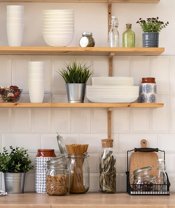 Quatish 32 Piece Plates and Bowls Sets for 8, Unbreakable Dinnerware Sets, Plastic Dish Set for Camping, Dishwasher Microwave Safe, Outdoor Kitchen and Apartment Dinning RV Essentials, Beige