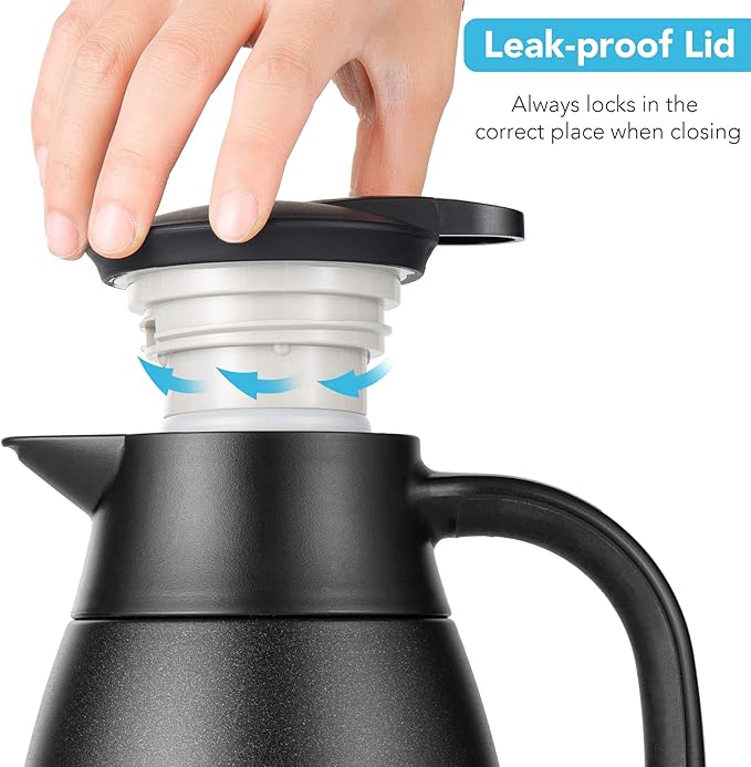 Tiken 51 Oz Thermal Coffee Carafe, Stainless Steel Insulated Vacuum Coffee Carafes For Keeping Hot, 1.5 Liter Beverage Dispenser (Starry Black)