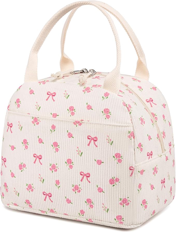 Bluboon Lunch Bag for Women Men Cute Corduroy Lunch Tote Bags Reusable Insulated Lunch Box Large Capacity Reusable Insulated Cooler for Work Picnic or Travel