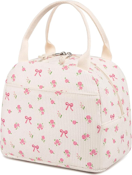 Bluboon Lunch Bag for Women Men Cute Corduroy Lunch Tote Bags Reusable Insulated Lunch Box Large Capacity Reusable Insulated Cooler for Work Picnic or Travel