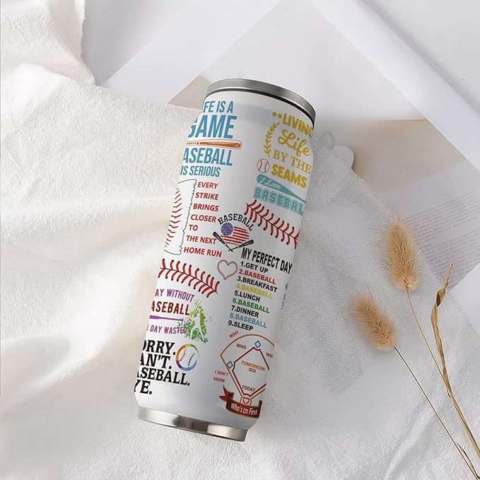 Baseball Tumbler Cup Travel Mug With Lid,Baseball Lover Birthday Gifts Stainless Steel Vacuum Coffee Mug Cup Baseball Gifts For Women Men 17 Oz