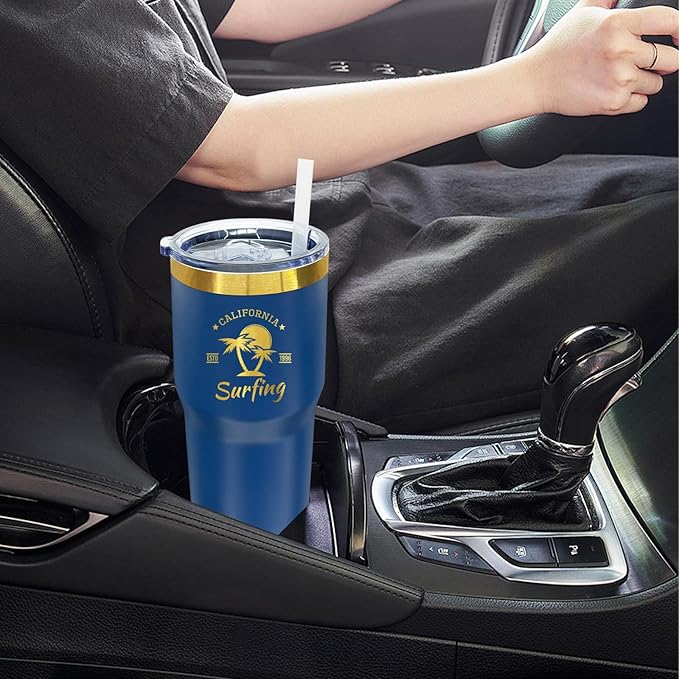 20 oz Tumbler Stainless Steel Tumbler with Lid and Straw, Double Wall Vacuum Insulated Travel Coffee Mug for Laser Engrave, Powder Coated Cups for Hot and Cold Drinks (Navy,1 pack)