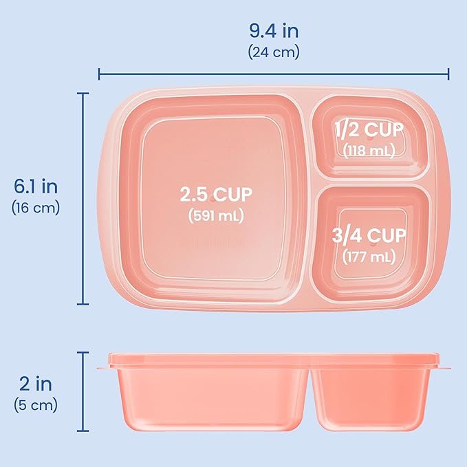 Bentgo Easyboxes - Original Stackable Lunch Boxes - Reusable 3-Compartment Food Containers for Kids and Adults - Bento Lunch Box for Meal Prep, School, & Work - BPA Free, Set of 4 (Pastels)