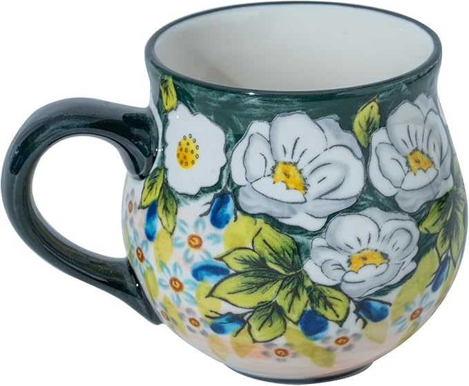 ALMA 2025 Updated Ceramic Fall Coffee Mug 12oz/380ml,Flower Mug,Uniuque Handmade Tea Cup For Festival,Microwave Oven Safe(Spring Jasmine,Medium)