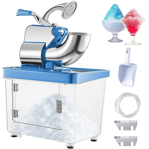 VEVOR 110V Commercial Ice Crusher 661LBS/H, ETL Approved 300W Electric Snow Cone Machine with Dual Blades, Stainless Steel Shaved Ice Machine with Safety On/Off Switch for Family, Restaurants, Bars