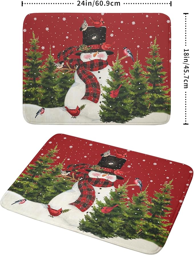 Christmas Tree Snowman Dish Drying Mats for Kitchen Counter 18×24 Inch Bird Snowflake Large Microfiber Drying Mat Kitchen Accessories Dish Rack Mat Drainer Pad Washable Absorbent