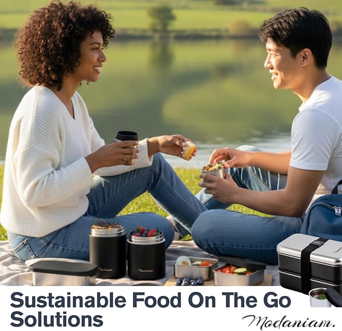 Stackable Stainless Steel Bento Box Adult |leak proof| Stainless Steel Lunch Box container| Metal Bento box|Lunch Container Food storage |large compartment| bentobox| Non toxic|Black