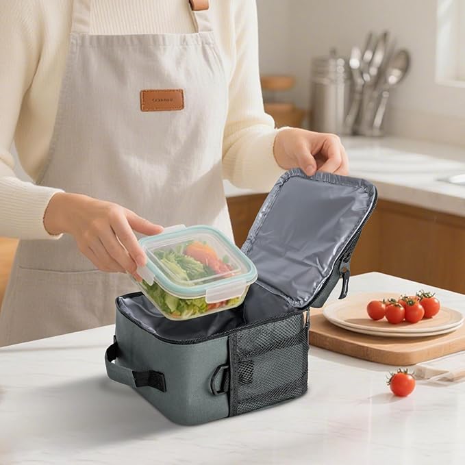 BALEINE Insulated Lunch Bag for Men Women, Leakproof Cooler Bag with Adjustable Shoulder Strap for Work Picnic, Lunch Box for Women Men (Small, Grey)