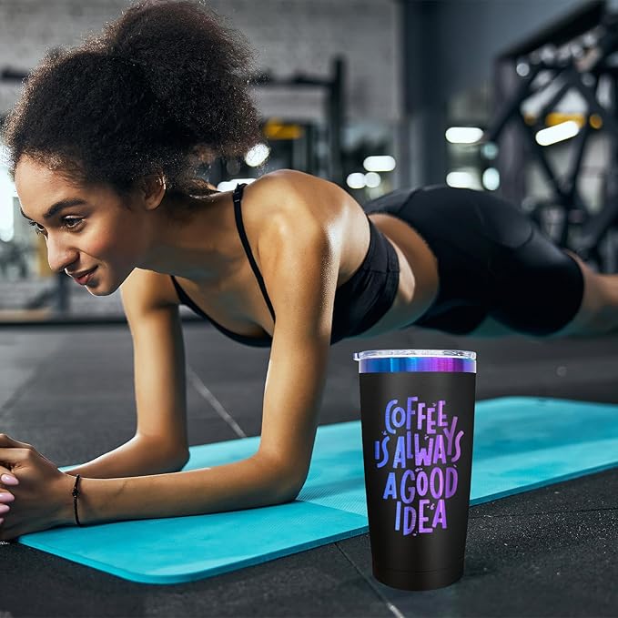 20 oz Tumbler Stainless Steel Tumbler with Lid and Straw, Double Wall Vacuum Insulated Travel Coffee Mug for Laser Engrave, Powder Coated Cup for Hot and Cold Drinks (Black,1 pack)