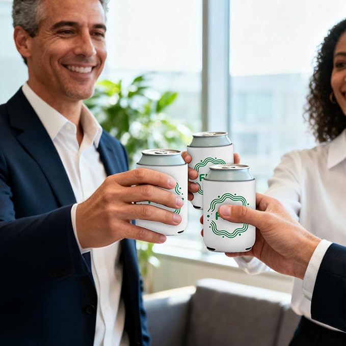 1000 Pack Custom Can Coolers - Bulk Personalized Neoprene Beer Sleeves with Logo Text Photo Insulated Drink Holders for Weddings Parties Events