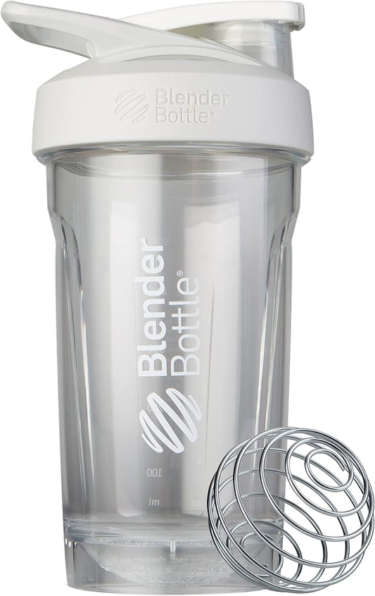 BlenderBottle Sport Shaker Bottle with Wire Whisk, 24-Ounce, White – Protein Shakes & Hydration for Athletes & Fitness Enthusiasts, Easy Mixing, Durable & Lightweight, Lockable Lid