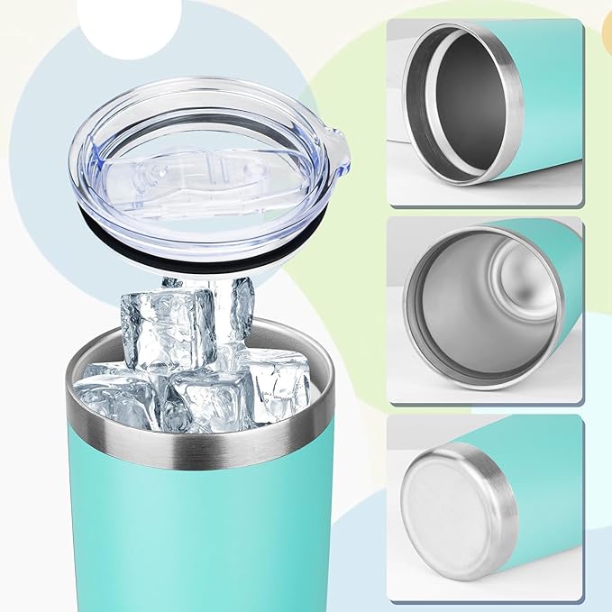 20oz Tumbler with Lid Stainless Steel Insulated Tumblers Travel Coffee Tumbler Bulk Double Wall Vacuum Insulated Water Cup Christmas Gifts for Women Men Her Him Home Office (Teal, 1pack)
